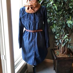 Merona Chambray Denim Long Sleeved Shirt Dress